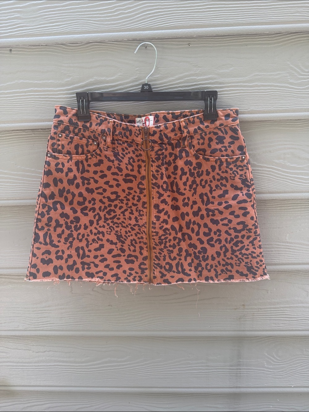 Free People ( we the Free) Rust Leopard Zip-Front Mini Skirt. Size 30